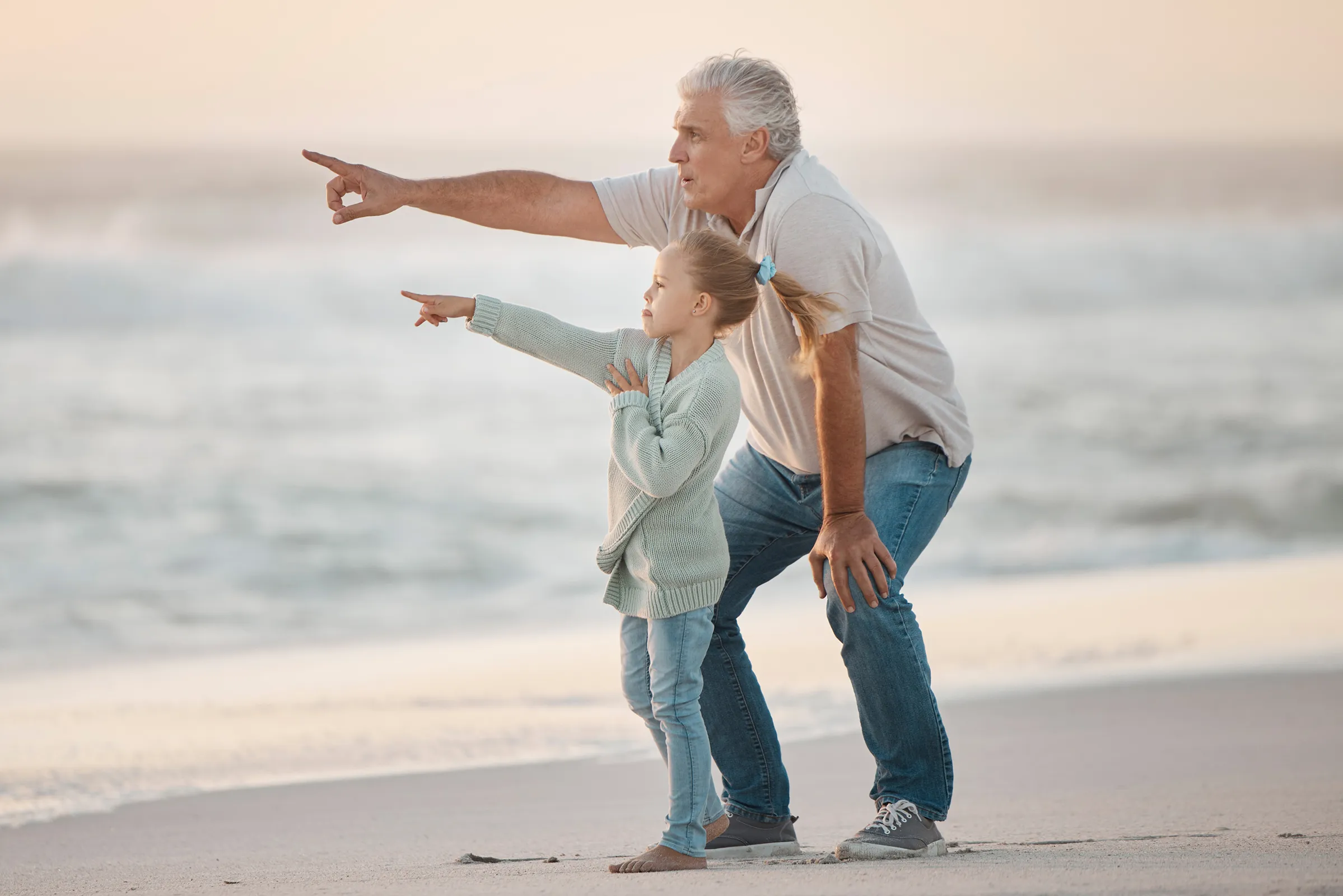 grandfather-girl-pointing